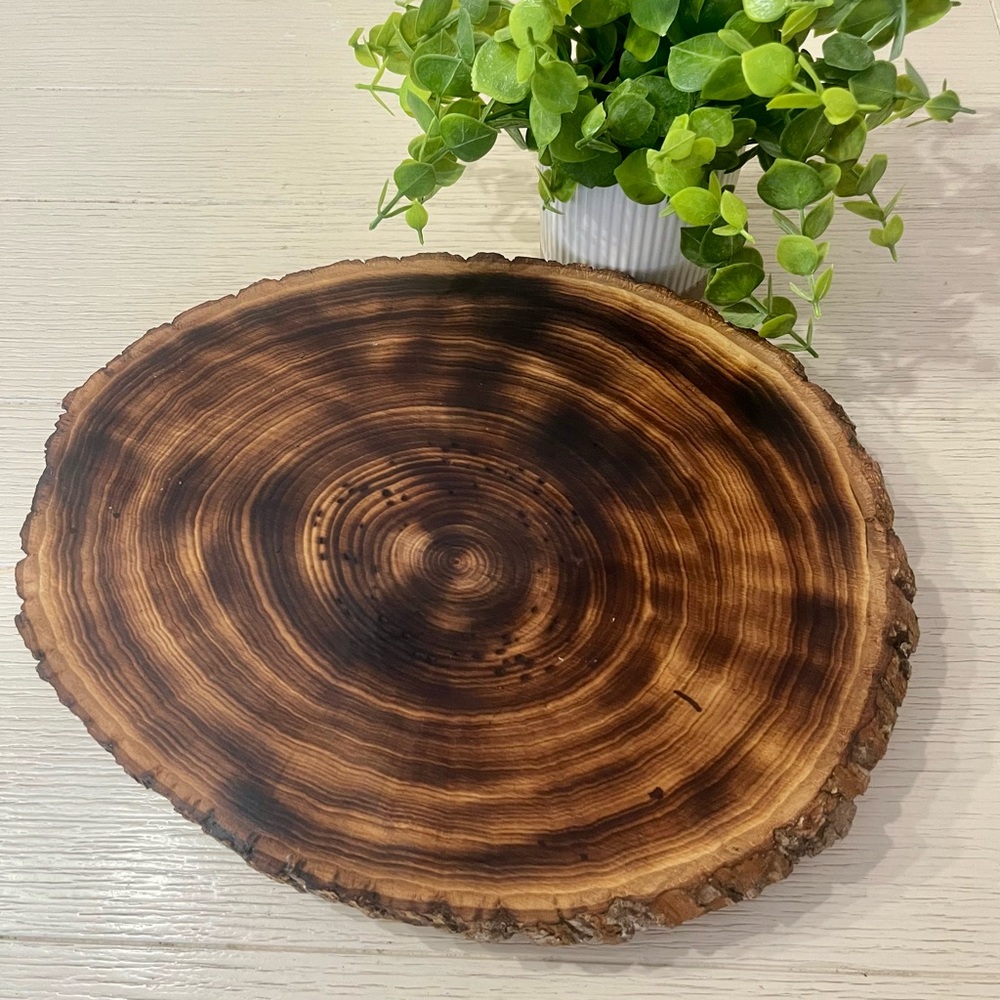 Rustic Live Edge Wood Riser-Plant Stand-Serving Platter Handmade